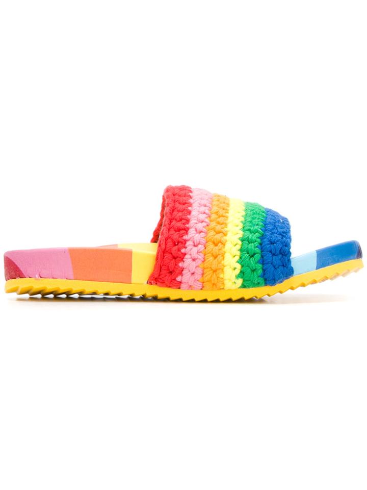Mira Mikati Knitted Rainbow Slides - Multicolour