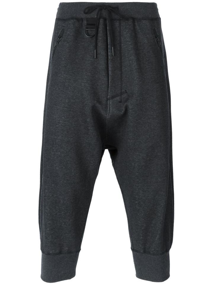 Y-3 Drop Crotch Track Pants, Men's, Size: Medium, Grey, Cotton/polyester