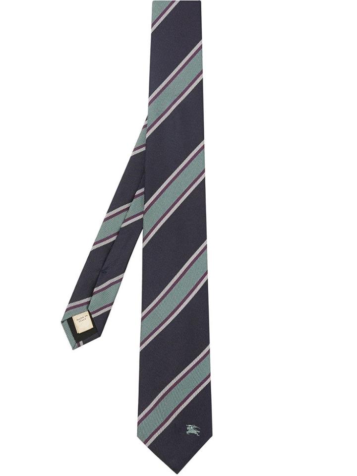 Burberry Modern Cut Striped Silk Jacquard Tie - Blue