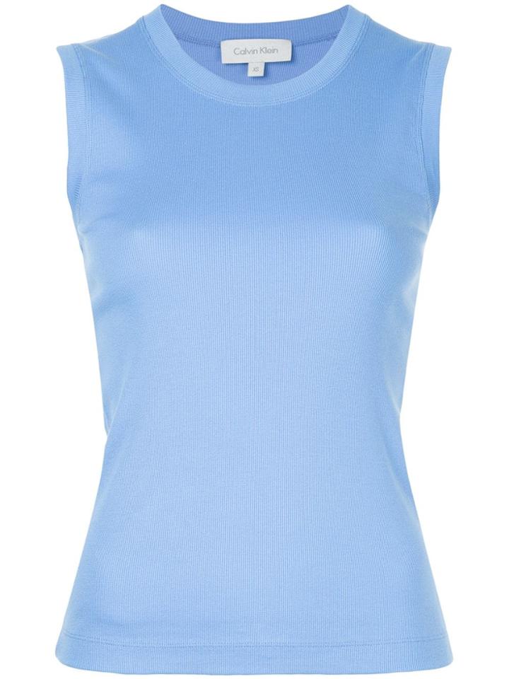 Ck Calvin Klein Rib Sleeveless Tank Top - Blue