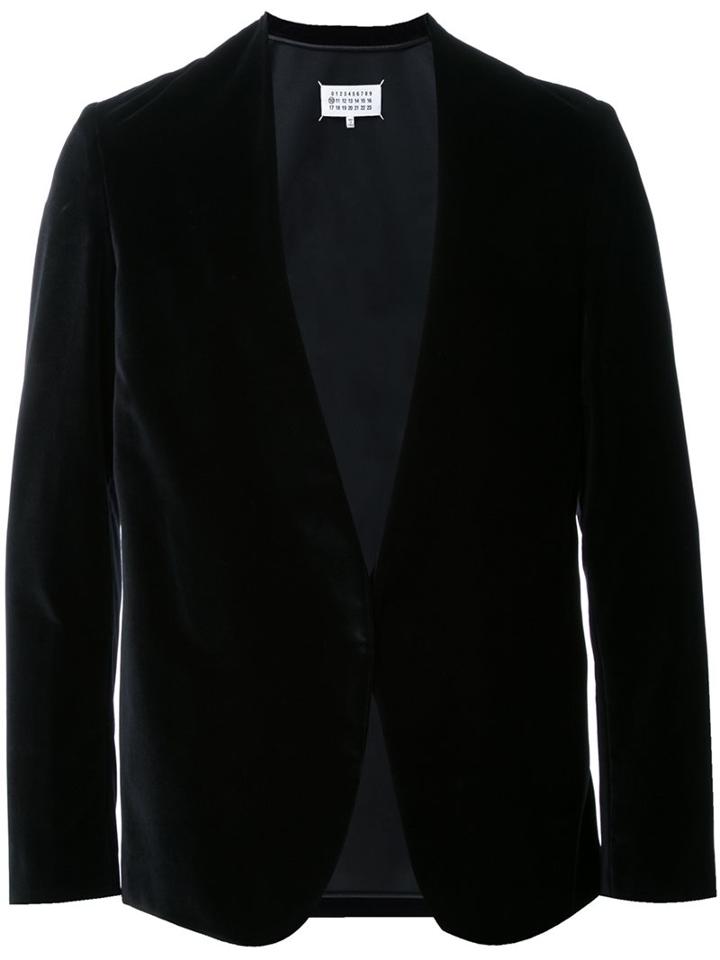 Maison Margiela Collarless Velvet Blazer, Men's, Size: 46, Black, Cotton