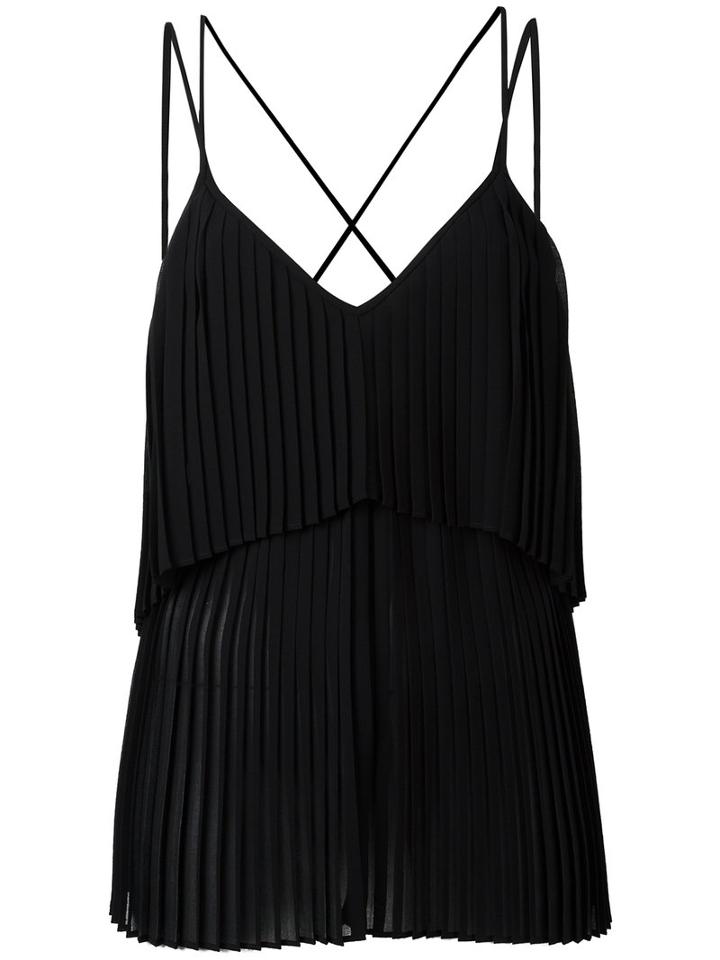 Elie Saab - Pleated Trim Top - Women - Polyester - 38, Black, Polyester