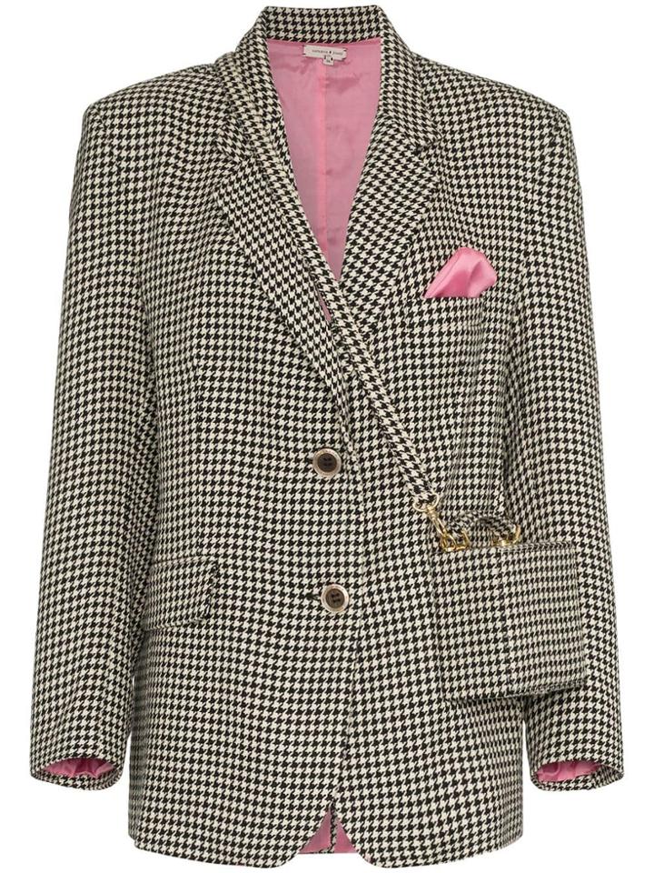 Natasha Zinko Houndstooth Print Bag Detailed Blazer - Black