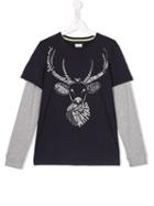 Armani Junior Stag Print Layered T-shirt, Boy's, Size: 16 Yrs, Blue