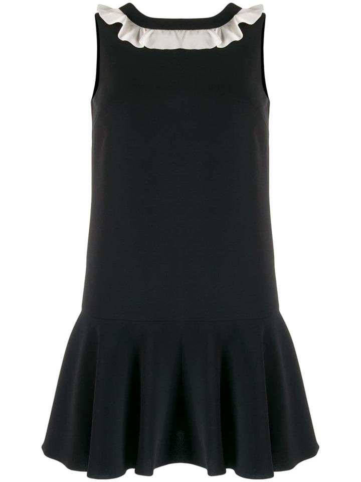 Red Valentino Techno Fluid Dress With Ruffle Detail - Black