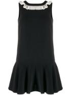 Red Valentino Techno Fluid Dress With Ruffle Detail - Black