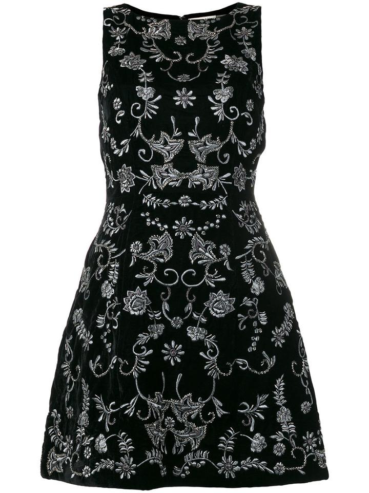 Alice+olivia Floral Embroidery Dress, Women's, Size: 8, Black, Nylon/polyester/viscose