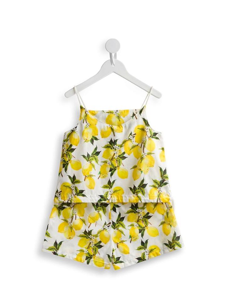 Dolce & Gabbana Kids Lemon Print Playsuit, Girl's, Size: 12 Yrs, Yellow/orange