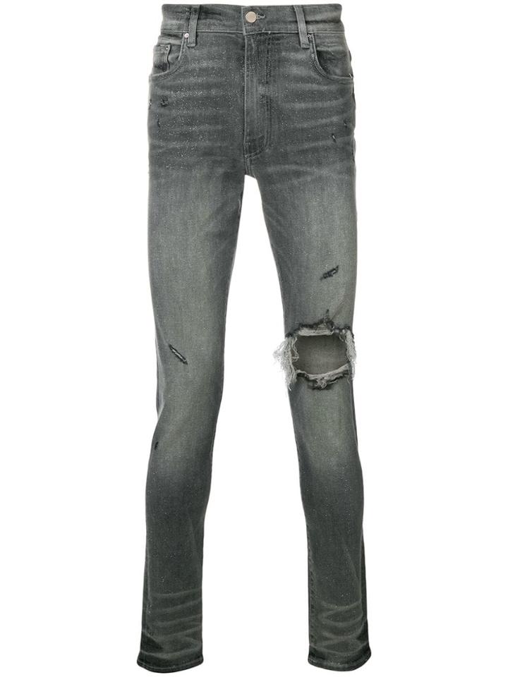 Amiri Glitter Distressed Jeans - Grey