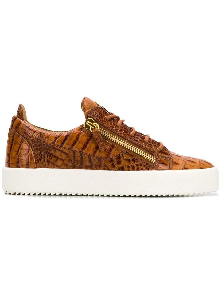 Giuseppe Zanotti Kriss Crocodile Effect Sneakers - Brown