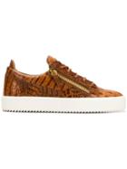 Giuseppe Zanotti Kriss Crocodile Effect Sneakers - Brown