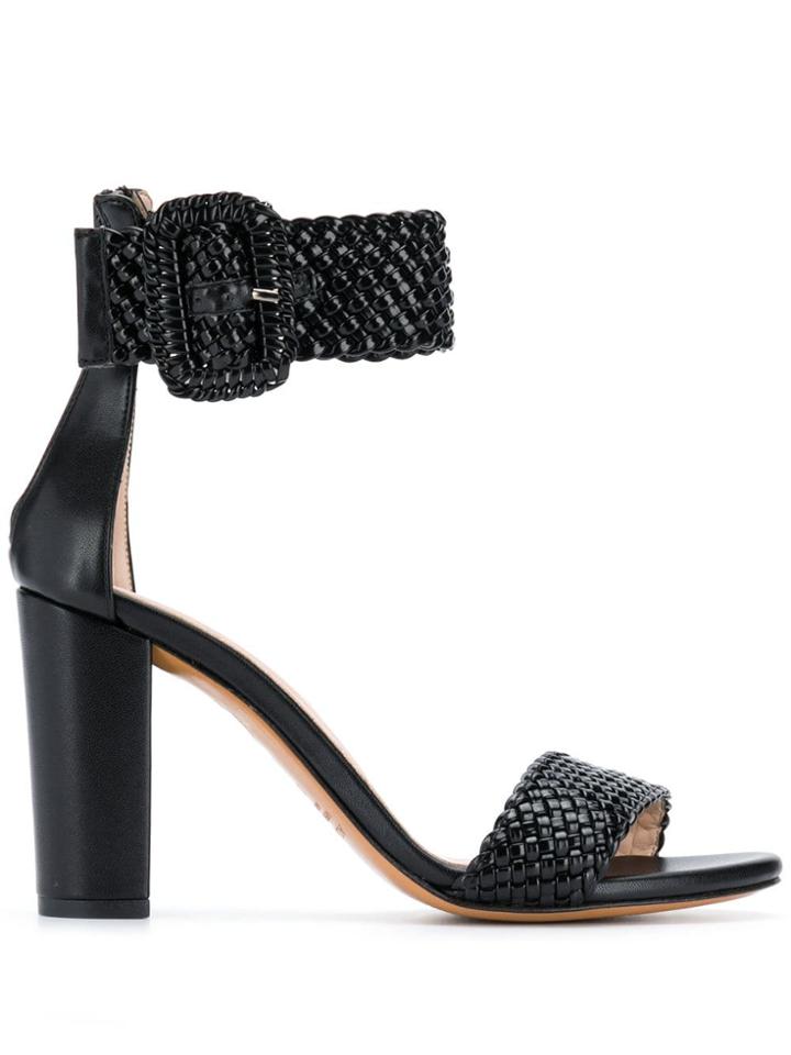 Albano Woven Strap Sandals - Black