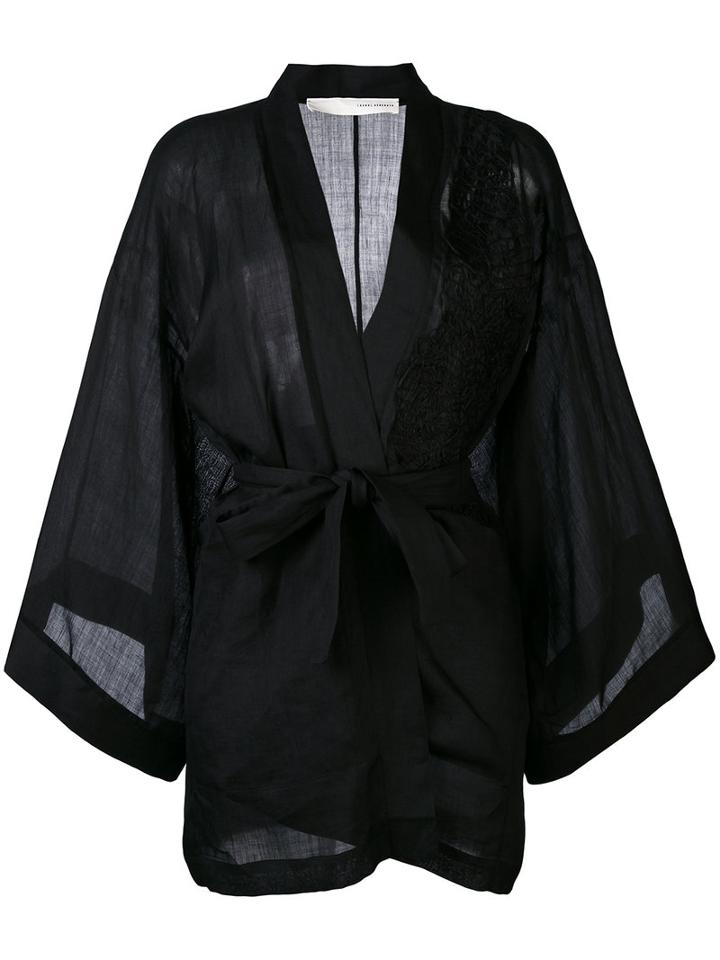 Isabel Benenato - Belted Kimono - Women - Ramie - 38, Black, Ramie
