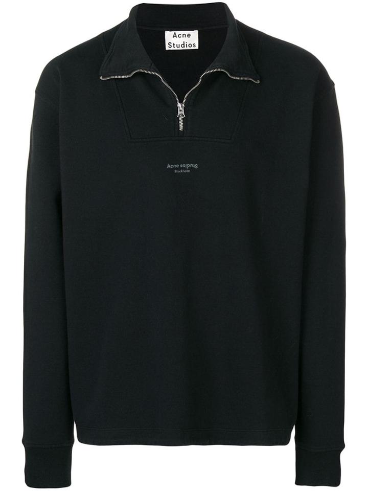 Acne Studios Zippered Polo Sweatshirt - Black