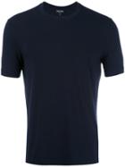 Giorgio Armani Plain T-shirt, Men's, Size: 50, Blue, Spandex/elastane/viscose