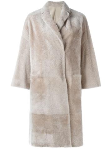 Brunello Cucinelli Single Breasted Fur Coat, Women's, Size: 40, Nude/neutrals, Sheep Skin/shearling