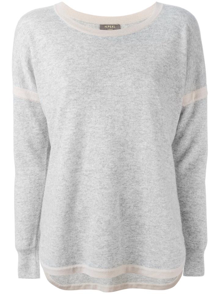 N.peal Contrast Jumper, Women's, Size: Medium, Grey, Cashmere