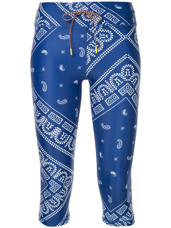 The Upside Cropped Printed Leggings - Blue