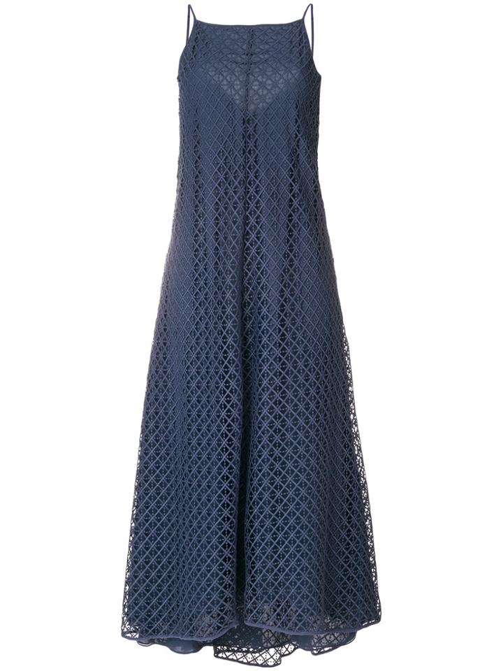 Emporio Armani Geometric Lace Slip Dress - Blue
