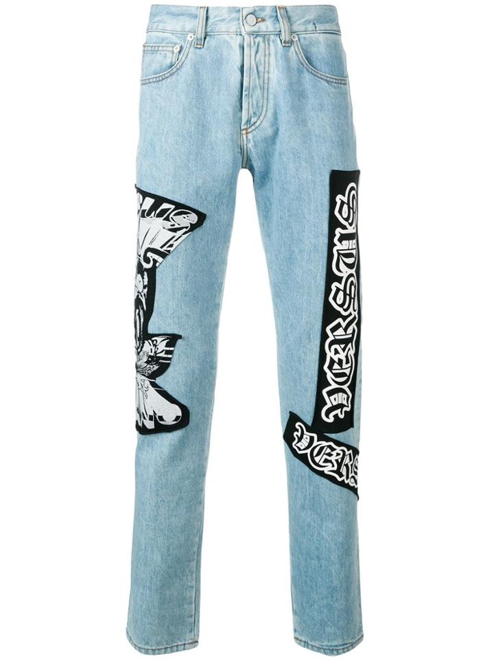 Versus Oversized Patches Straight Jeans - Blue