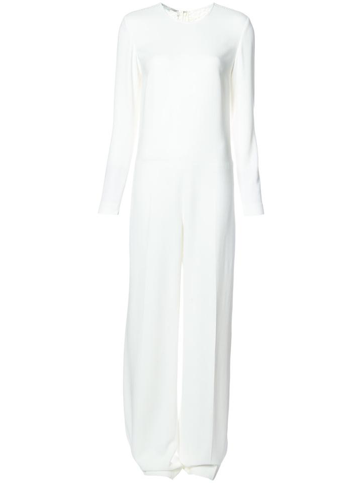 Stella Mccartney - Lace Back Jumpsuit - Women - Spandex/elastane/acetate/viscose - 42, White, Spandex/elastane/acetate/viscose