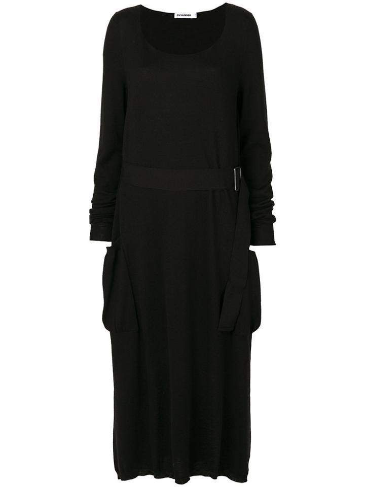 Jil Sander Flared Midi Dress - Black