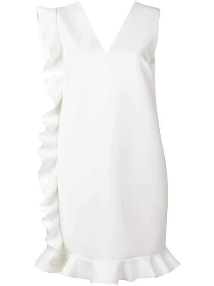 Msgm Ruffled V-neck Dress - White