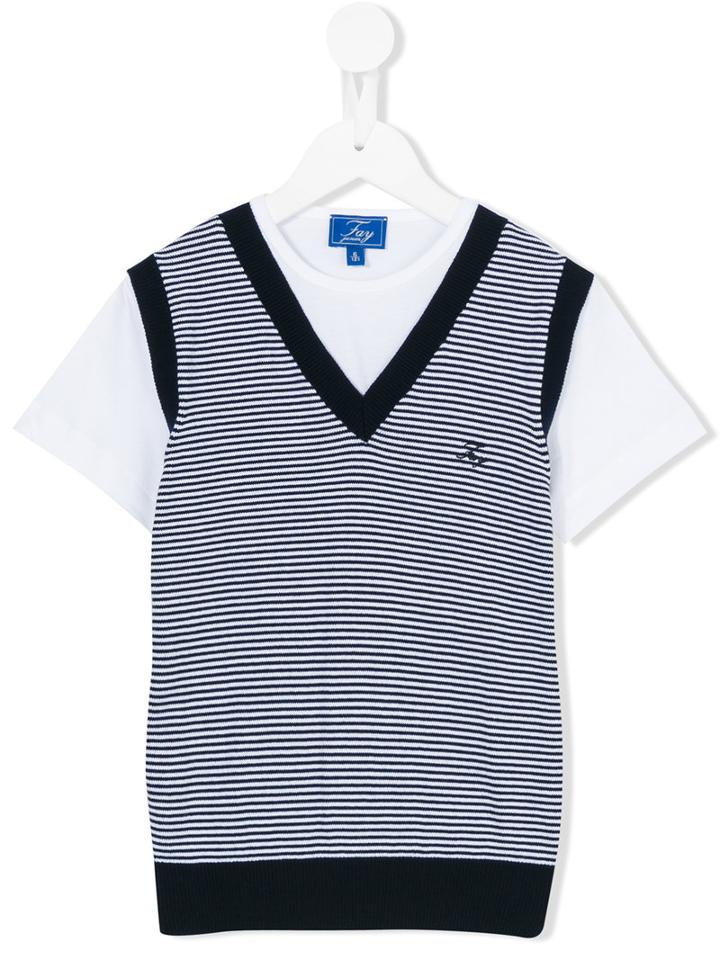 Fay Kids - Striped Tank Top T-shirt - Kids - Cotton - 4 Yrs, White