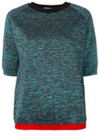 Marni Melange Short Sleeved Jumper, Women's, Size: 44, Blue, Virgin Wool/viscose/polyester/polyamide