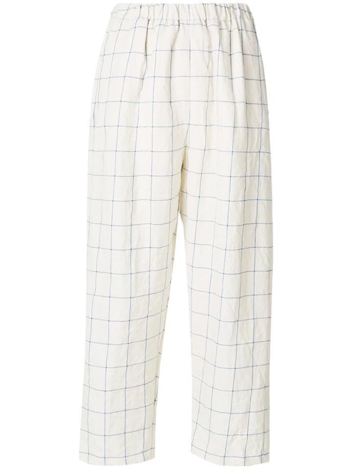 Forte Forte Checked Cropped Pants - Nude & Neutrals