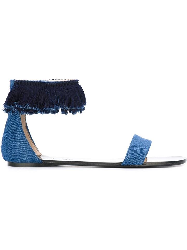 Anna Baiguera Fringed Denim Sandals