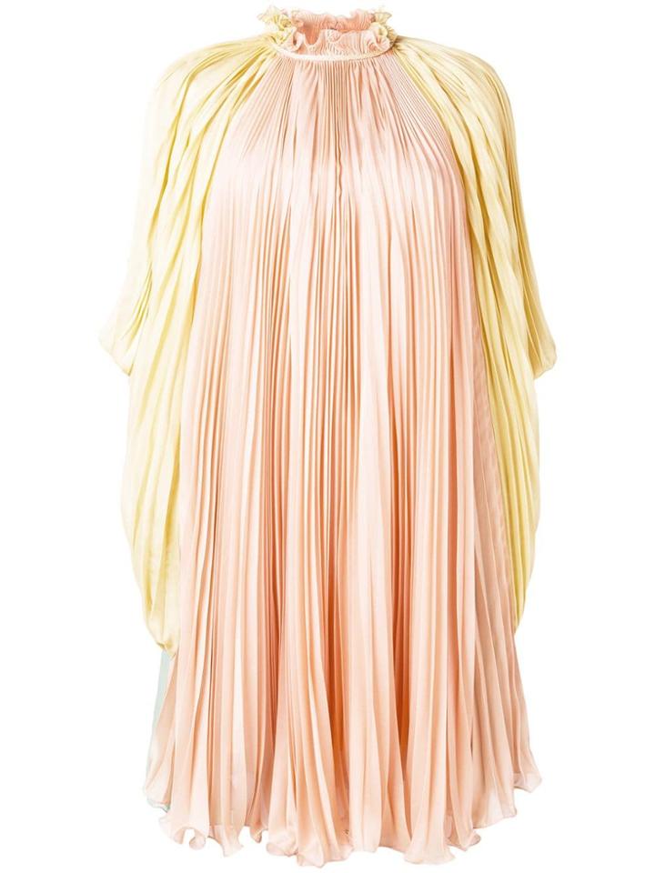Alberta Ferretti Pleated High-neck Dress - Pink