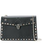 Bulgari Studded Embroidered Detail Shoulder Bag - Black