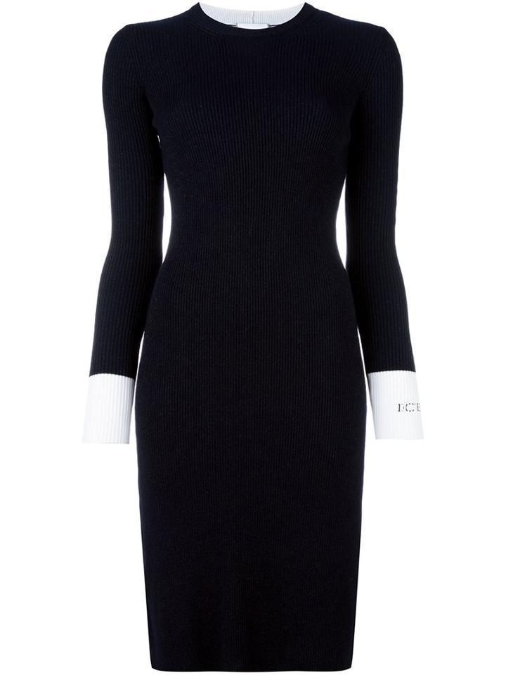 Iceberg Ribbed Fitted Dress, Women's, Size: 40, Black, Polyamide/polyester/viscose/virgin Wool
