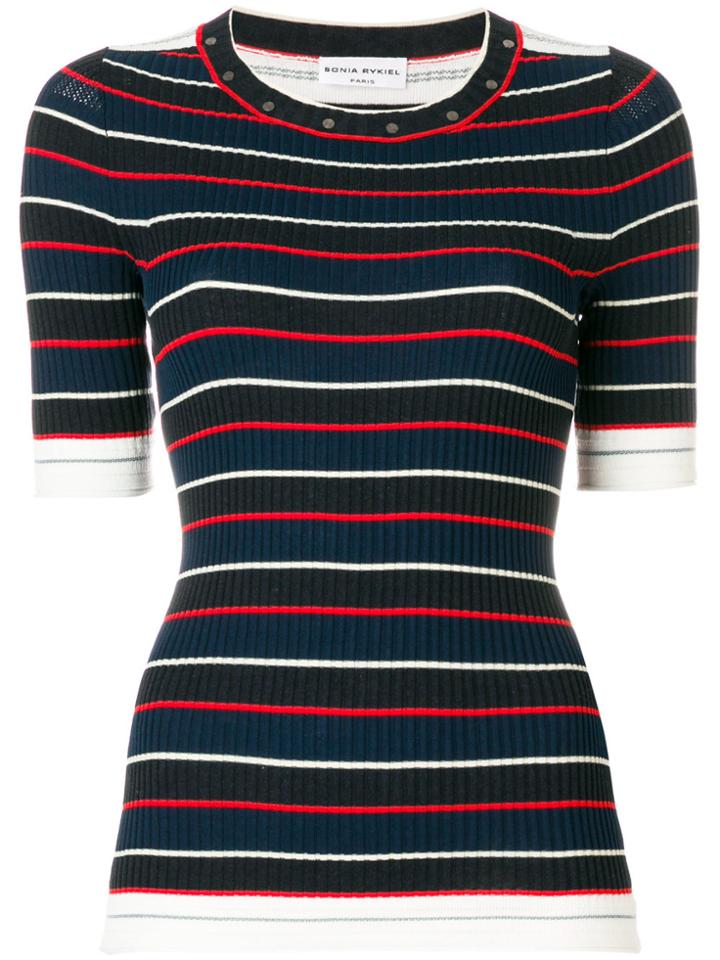 Sonia Rykiel Slim Striped Shortsleeved Jumper - Blue