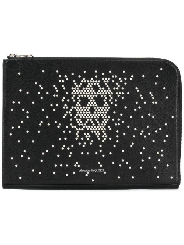 Alexander Mcqueen Crystal Skull Pouch - Black