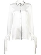 Maison Margiela Satin Shirt With Wrap Sleeves - White