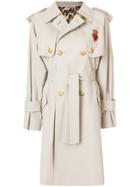 Dolce & Gabbana Classic Trench Coat With Heart Applique - Nude &