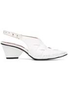 Reike Nen Leather 60 Woven Front Pumps - White