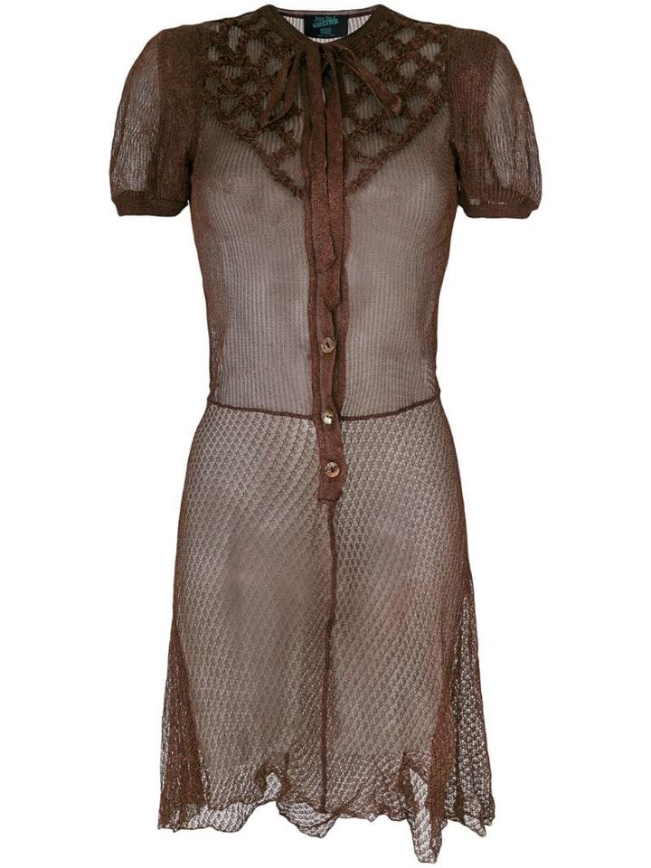 Jean Paul Gaultier Pre-owned Cross Stitch Detail Dress - Brown