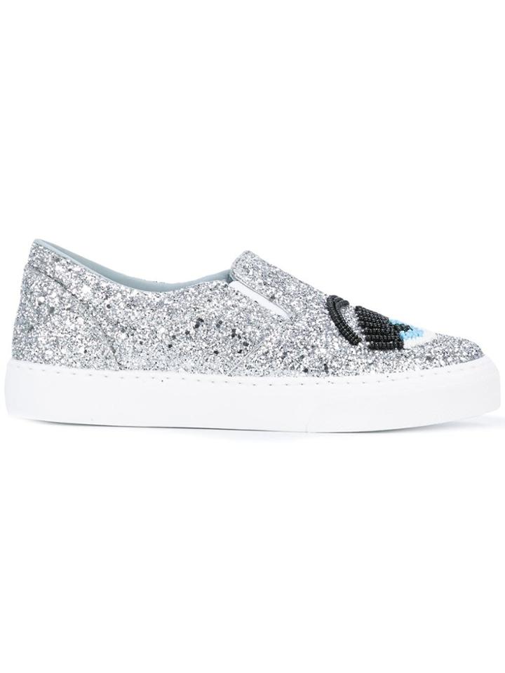 Chiara Ferragni Glitter Slip-on Sneakers - Metallic
