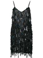 Ashish Tasseled Backless Mini Dress, Women's, Size: Small, Black, Silk/sequin