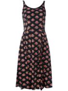 Prada Lip Print Dress, Women's, Size: 44, Black, Silk/spandex/elastane/viscose