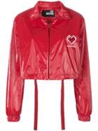 Love Moschino Cropped Heart Bomber Jacket - Red