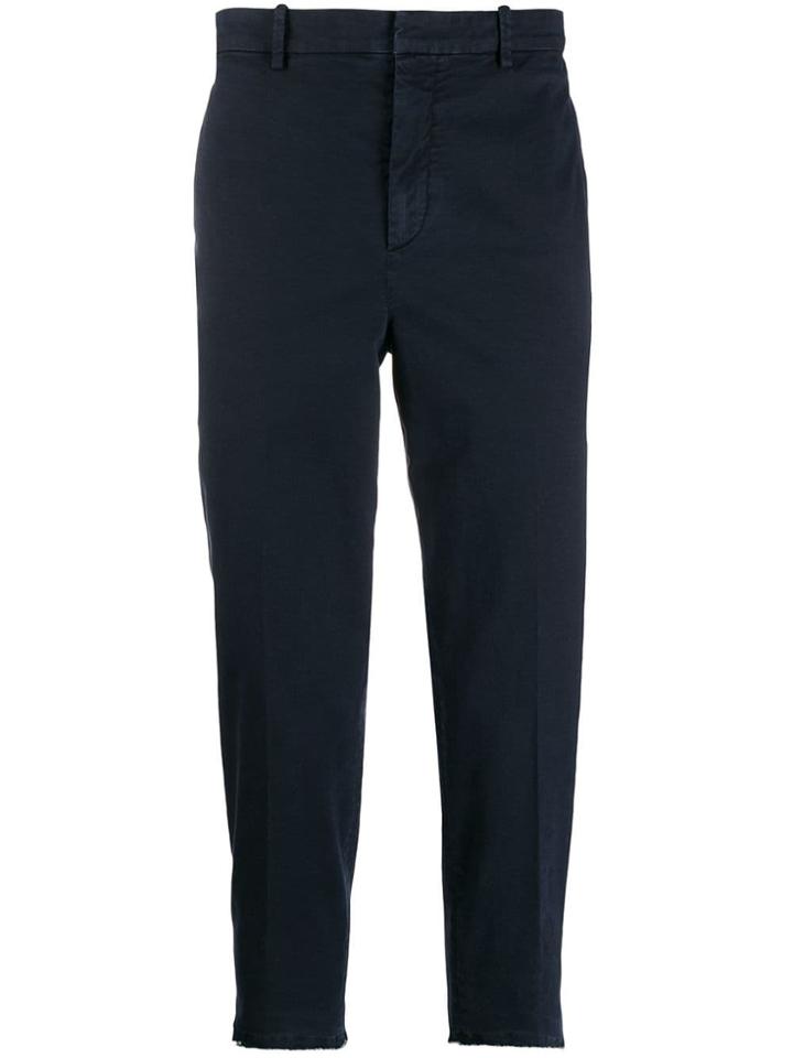 Neil Barrett Frayed Cuff Cropped Trousers - Blue