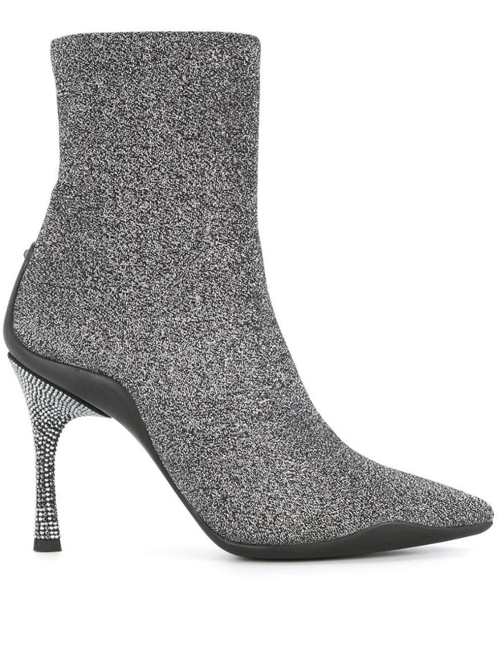 René Caovilla Glitter Detail Boots - Metallic