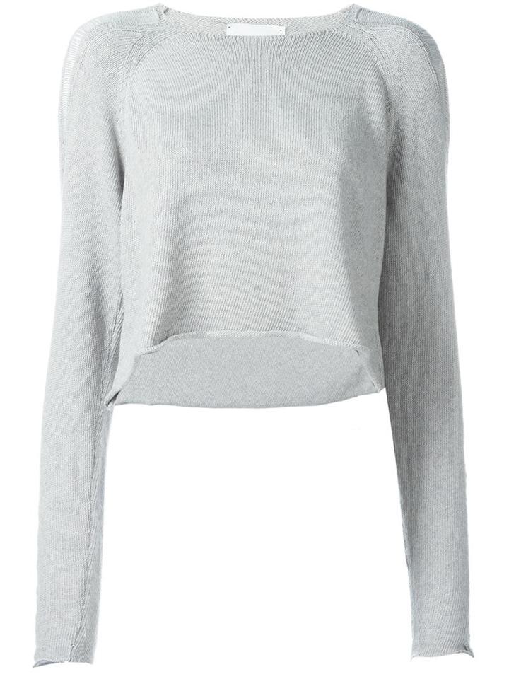 Lost & Found Ria Dunn Boat Neck Cropped Jumper, Women's, Size: Small, Grey, Cotton
