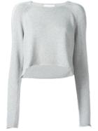 Lost & Found Ria Dunn Boat Neck Cropped Jumper, Women's, Size: Small, Grey, Cotton