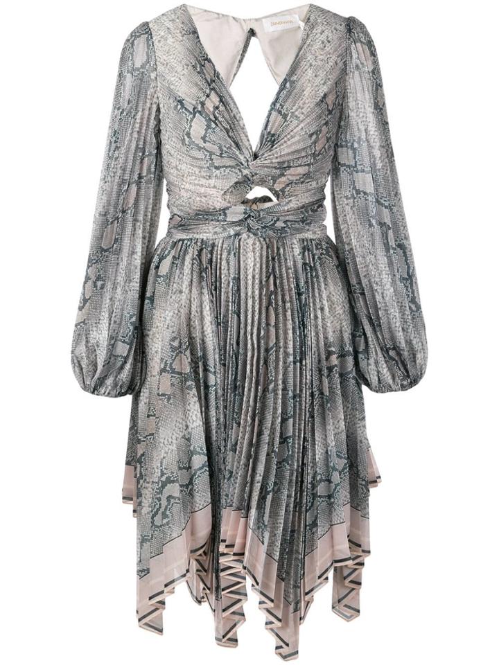 Zimmermann Cut Out Pleated Dress - Neutrals