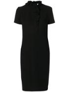 Lanvin Frilled Neck Midi Dress - Black